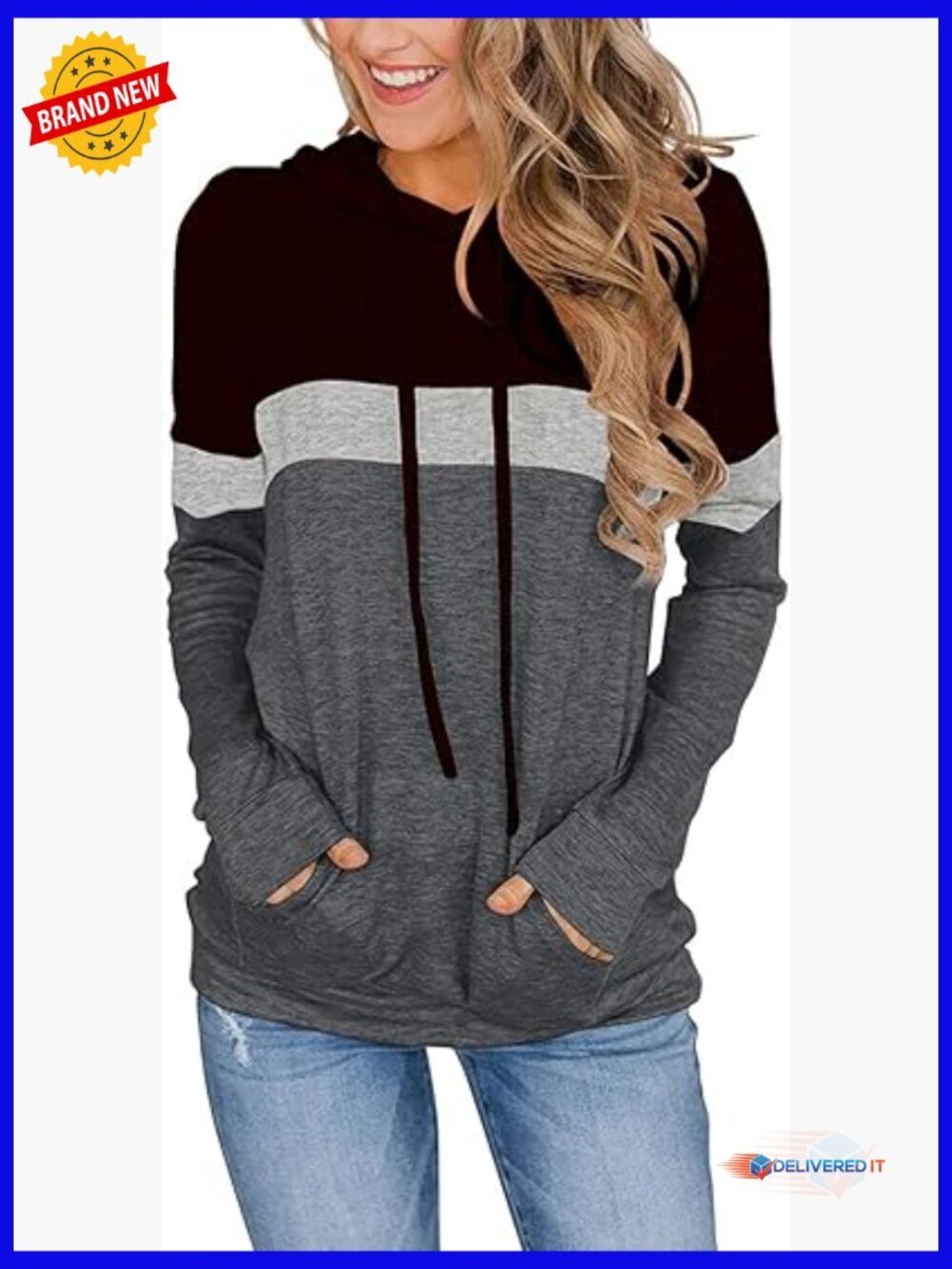 Lightweight Long Sleeve Hoodie Pullover Sweatshirt Loose Fit Casual Top